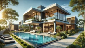 A luxurious modern mansion showcasing the distinctive design of the Andre Hakkak house.